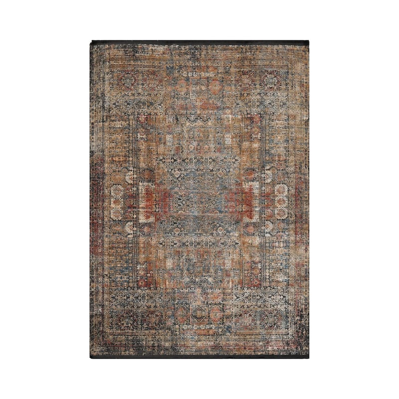Transitional Beige Wool and Bamboo Silk Oriental Rug Machine Made - 5' 2'' x 7' 7''