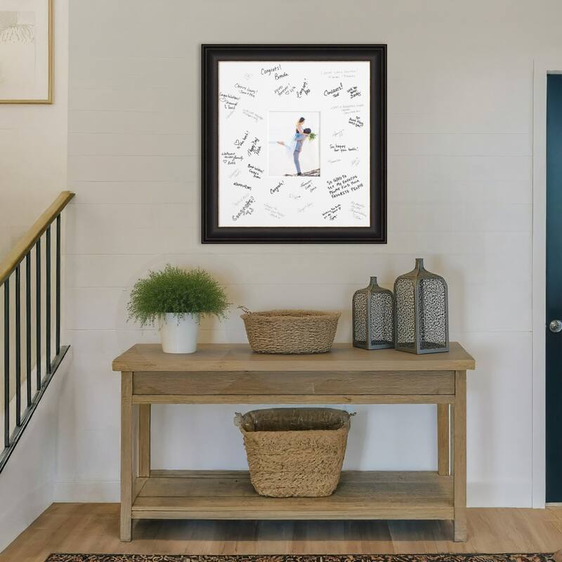 Trio Signature Mat Picture Frame - Autograph Photo Frame Guest Book Alternative for Weddings, Graduations, or Retirement