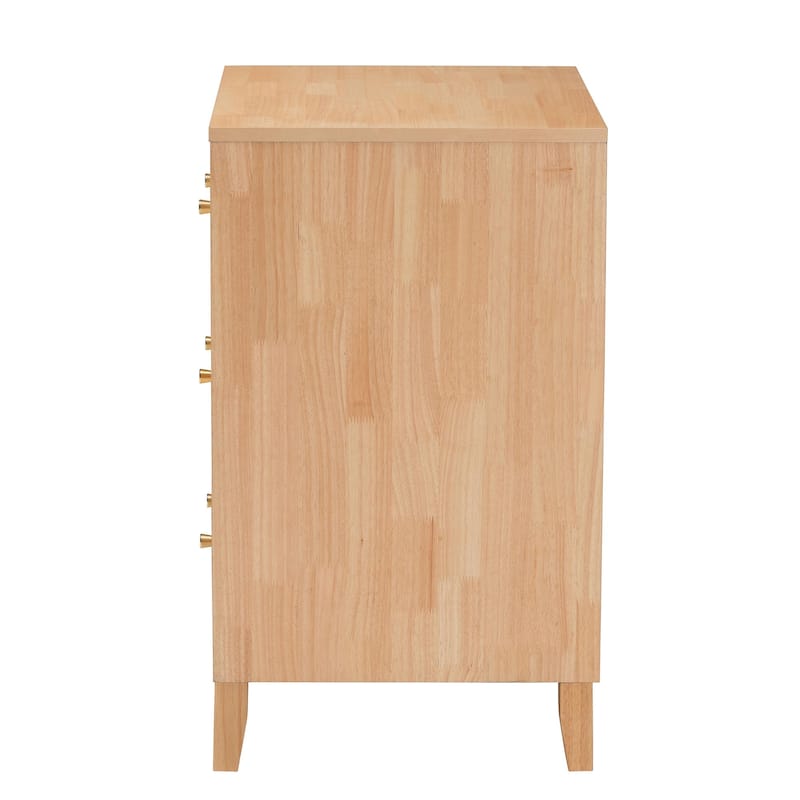 Hosea Japandi Carved Honeycomb Natural 3-Drawer Chest