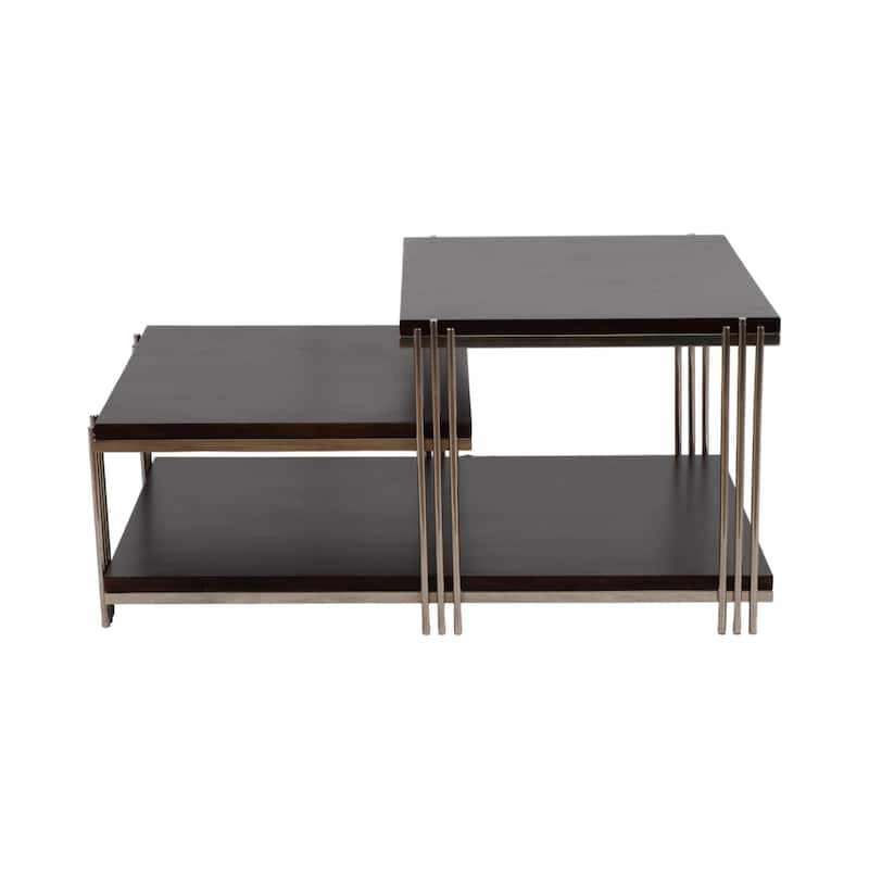 Sagebrook Home Metal/wood, 42" Three Tier Coffee Table, Timeless Design - 42" x 26" x 20"