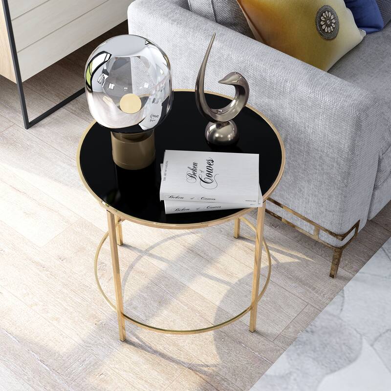 Llewellyn Contemporary 22-inch Glass Top Side Table by Furniture of America