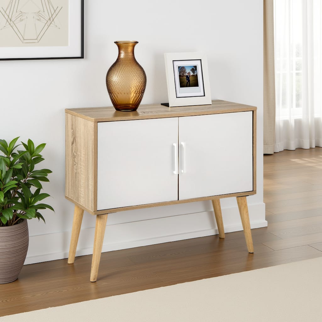Kior Accent Cabinet Console, 2 Doors w Adjustable Shelf, White 32 Inch