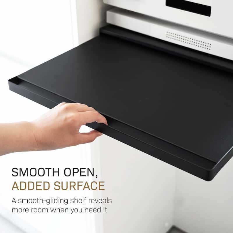 Yamazaki Home Countertop Drawer with Pull-Out Shelf, Steel, Holds 37 lbs - L 15.47 x W 17.72 x H 5.31 inches