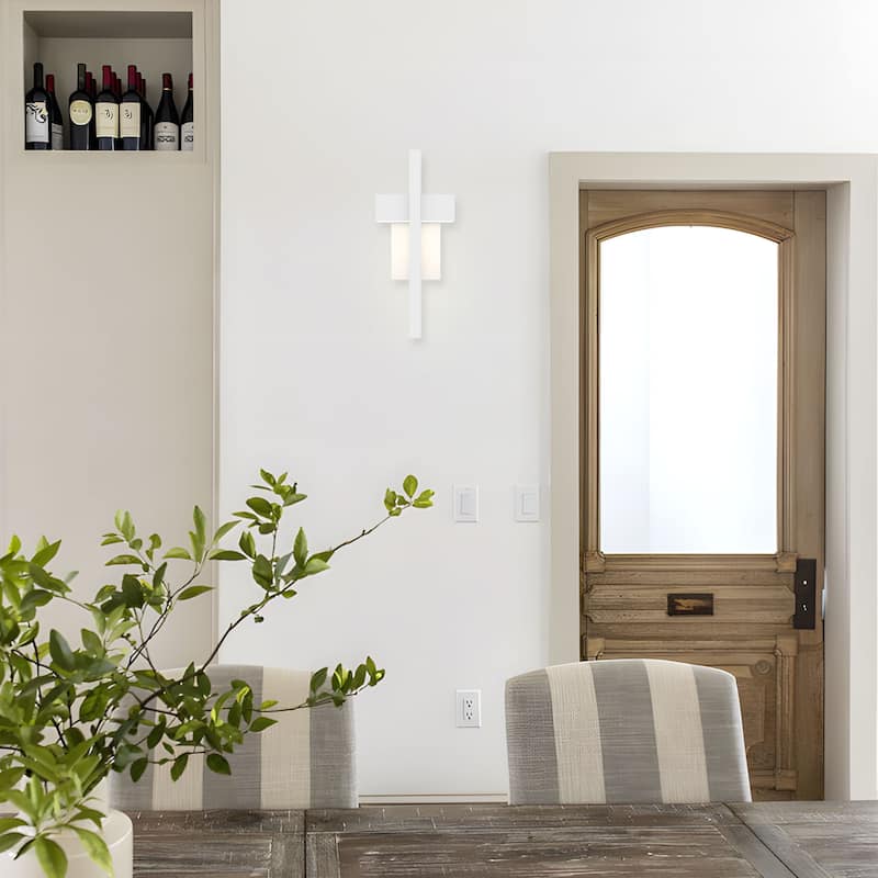 Integrated LED Black/White Aluminum Outdoor 1-Light Wall Sconce