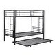 preview thumbnail 6 of 12, Black Twin over Twin Metal Bunk Bed with Trundle and Fence