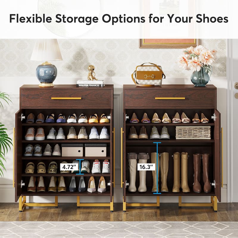20 Pairs Modern Shoe Cabinet with Drawer for Entryway, Hallway - 31.5" W x 39.37" H x 15.75" D