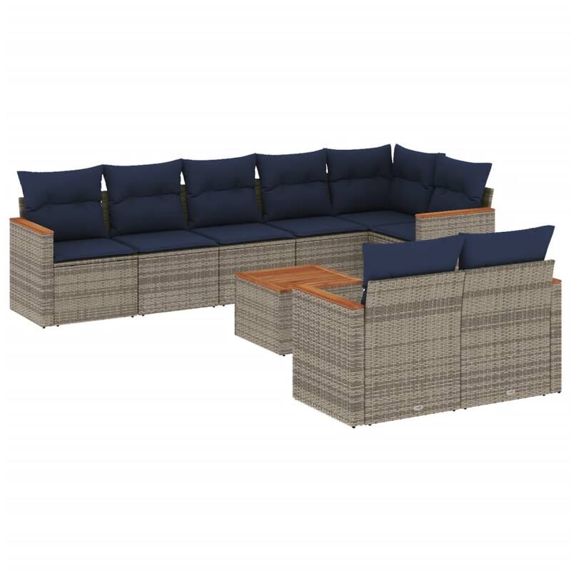 vidaXL Patio Sofa Set with Cushions Outdoor Conversation Furniture Poly Rattan - 24.4x 24.4x 27.2