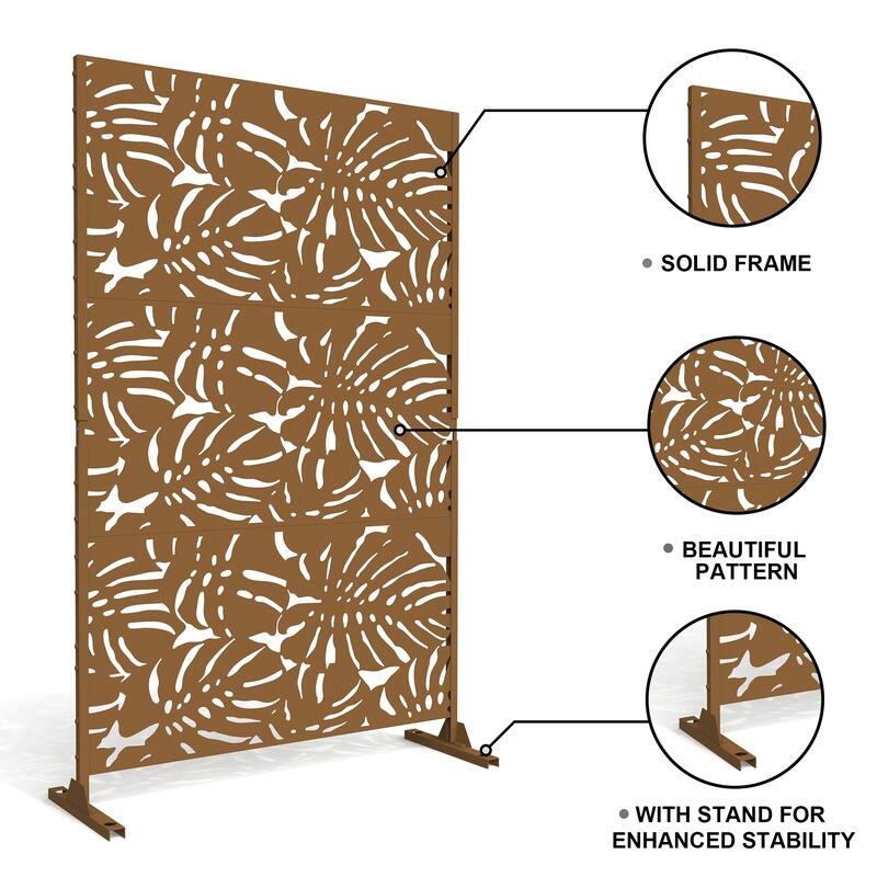 75'' x 47'' Privacy Metal Screen Fence Panel Leaf Blade Pattern