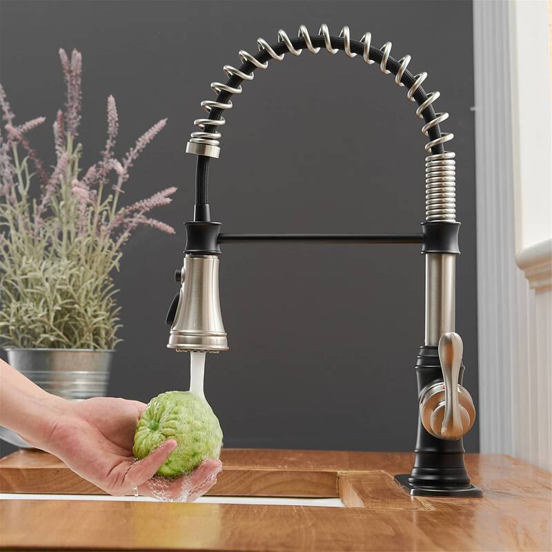 Single Handle Kitchen Sink Faucet With Pull Down Sprayer Commercial Kitchen Faucet One Hole Spring High Arc Gooseneck Bar Faucet