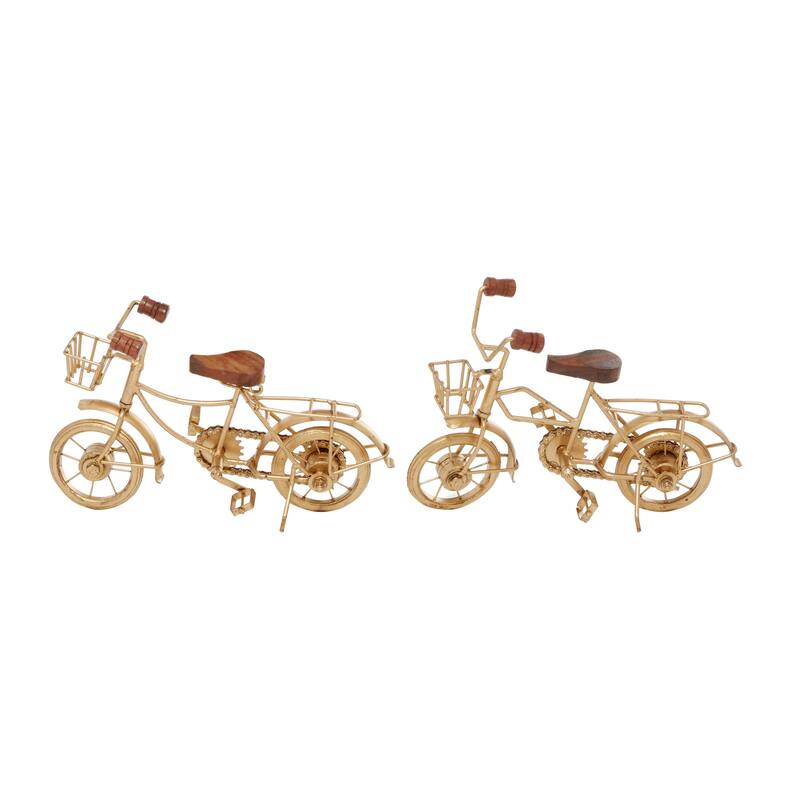Metal Bike Sculpture with Wood Accents - Set of 2 Black - Roche River Decor - Black or Gold