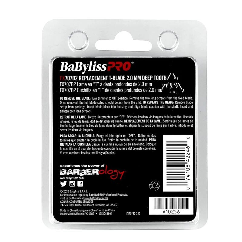 BaByliss Pro Deep Tooth Graphite Replacement Blade BB-FX707B2 + Fade Brush BPFADEB + 9" Clipper Comb