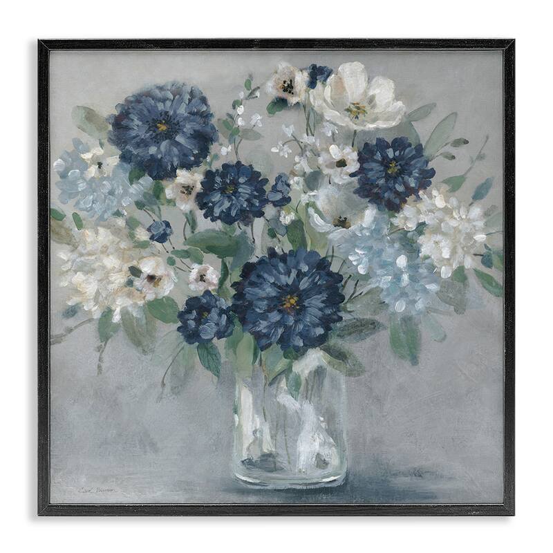 Stupell Blue Mums Mixed Bouquet Framed Giclee Art Design By Carol Robinson - 17 x 17 - Black