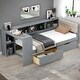 preview thumbnail 13 of 22, Wood Twin Size Platform Bed with Storage Shelves and 2 Drawers