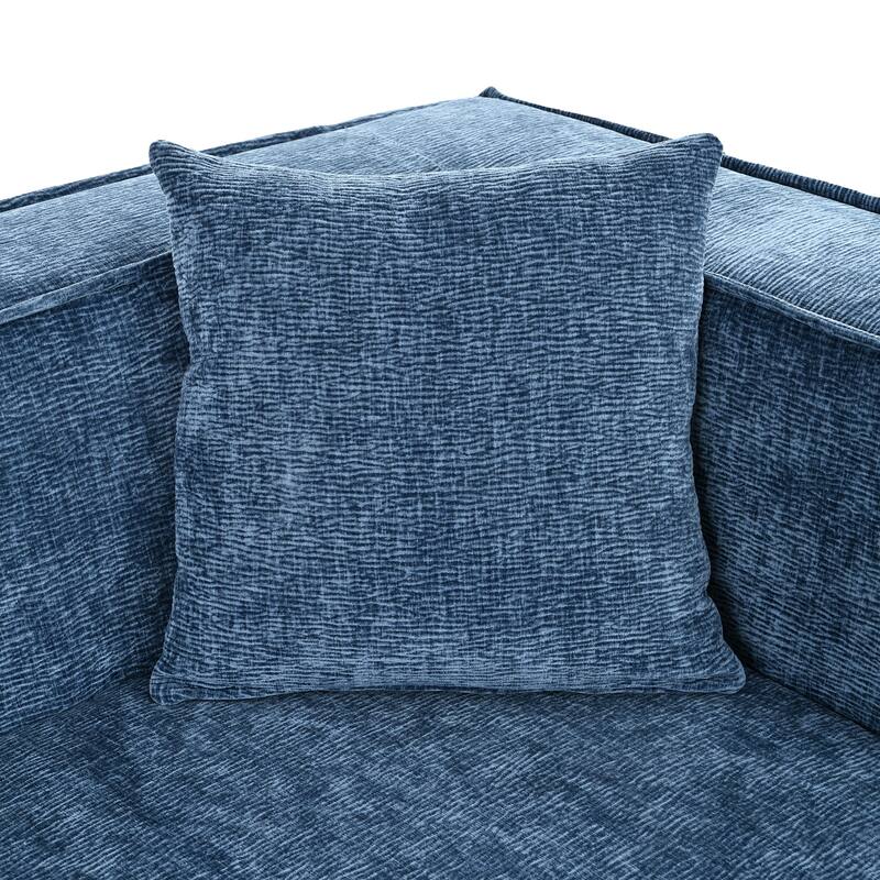 Modern Sectional Sofa, Chenille Modular L-Shape Sofa Couch with 2 Plush Throw Pillows, Curved Sponge Sleeper Couch