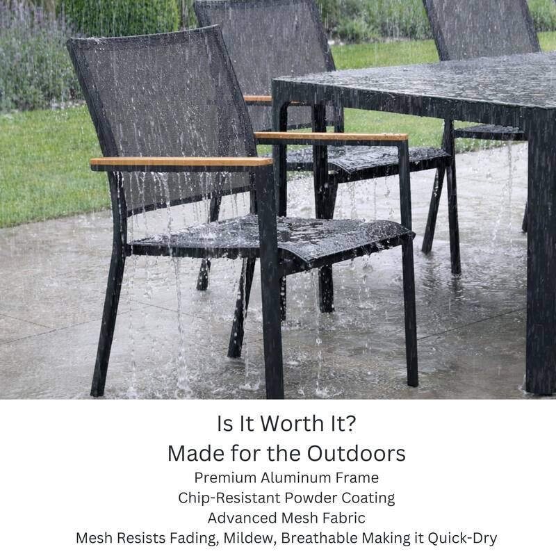 Quay Dark Grey 9-Piece Aluminum Outdoor Dining Set with Tribeca with Ceramic Glass Table Top - N/A