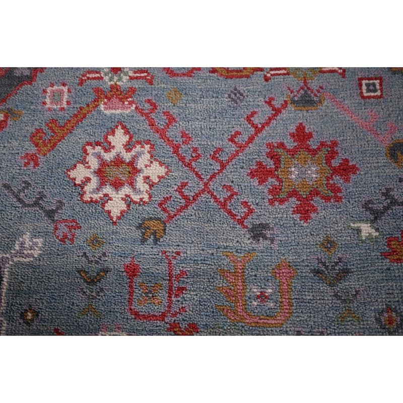 Light Blue Oushak Indian Area Rug Handmade Wool Carpet - 8'2"x 9'11"