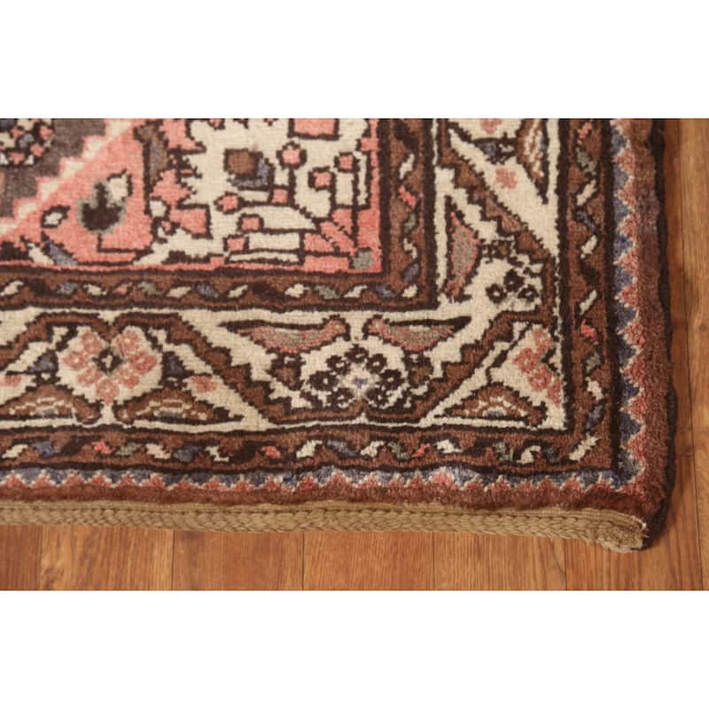 Traditional Hamedan Persian Vintage Runner Rug Handmade Wool Carpet - 3'8"x 9'8"