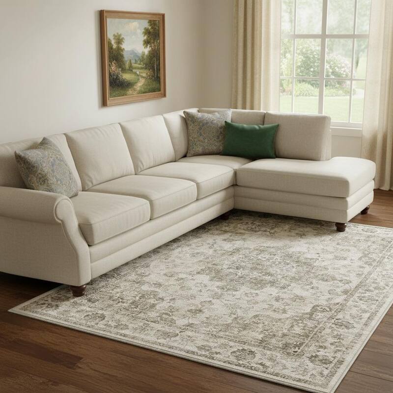 HomeRoots Floral Medallion Traditional Rectangle Area Rug - 8' X 10'