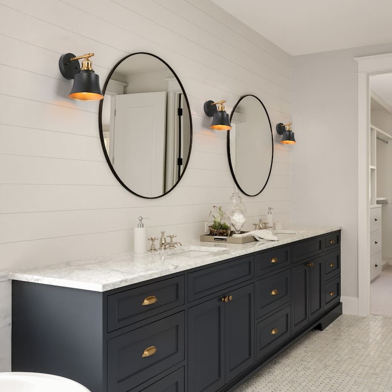 Bellee Modern Farmhouse 1-light Black Gold Wall Light Dimmable Metal Sconce