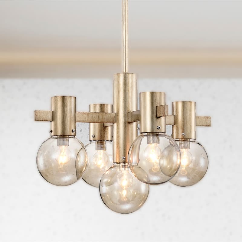Lalana 18 Inch Tinted Glass Shade Modern Chandelier 5 Light