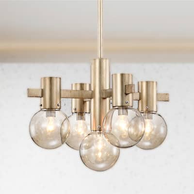 Lalana 18 Inch Tinted Glass Shade Modern Chandelier 5 Light