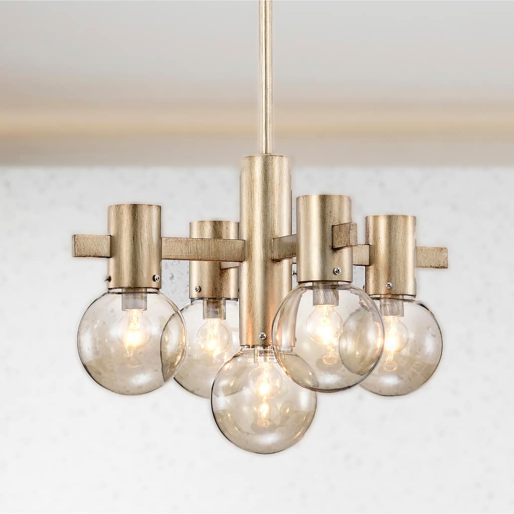 Lalana 18 Inch Tinted Glass Shade Modern Chandelier 5 Light