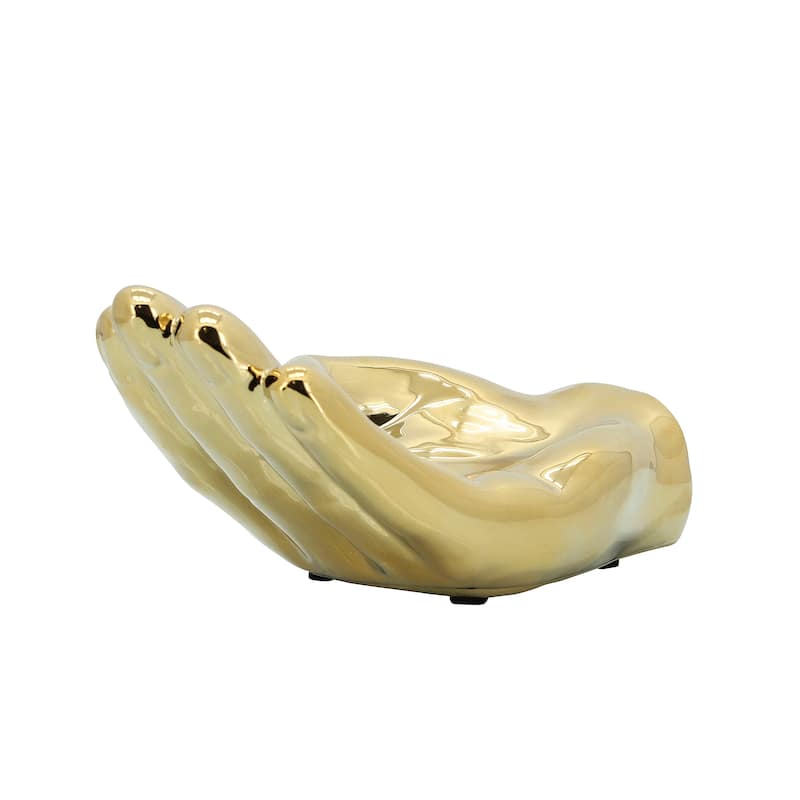 Sagebrook Home 8" Ceramic Asking Hand Statue Decor Ceramic Artsy Desk Sculpture Creative Decorative Art Sculpture - 8" x 4" x 4"