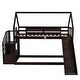 preview thumbnail 26 of 25, Wooden Modern Twin over Twin House Bunk Bed with Slide and Storage Staircase, Featuring a pitched roof and wall section.