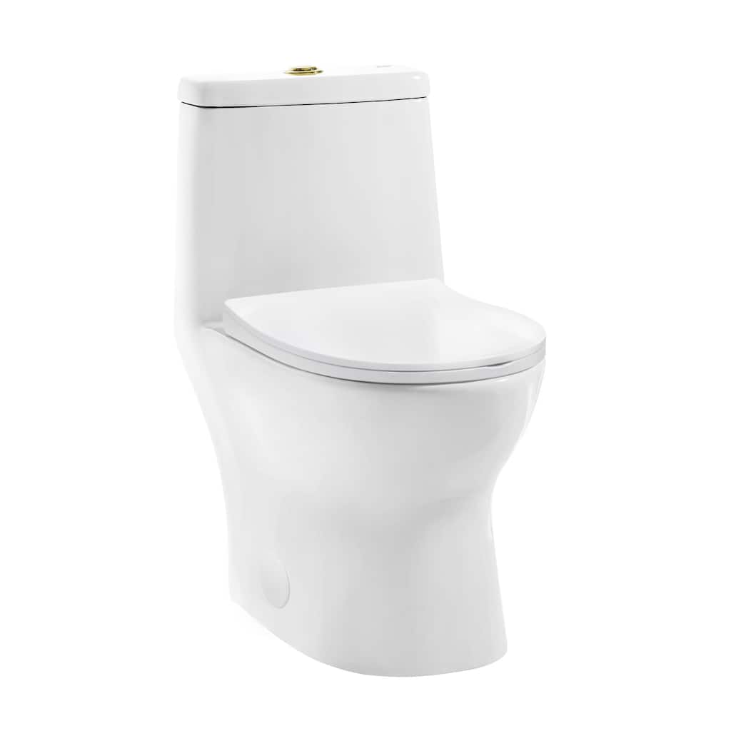 Ivy One Piece Toilet Dual Vortex Flush, Brushed Gold Hardware 1.1/1.6 gpf