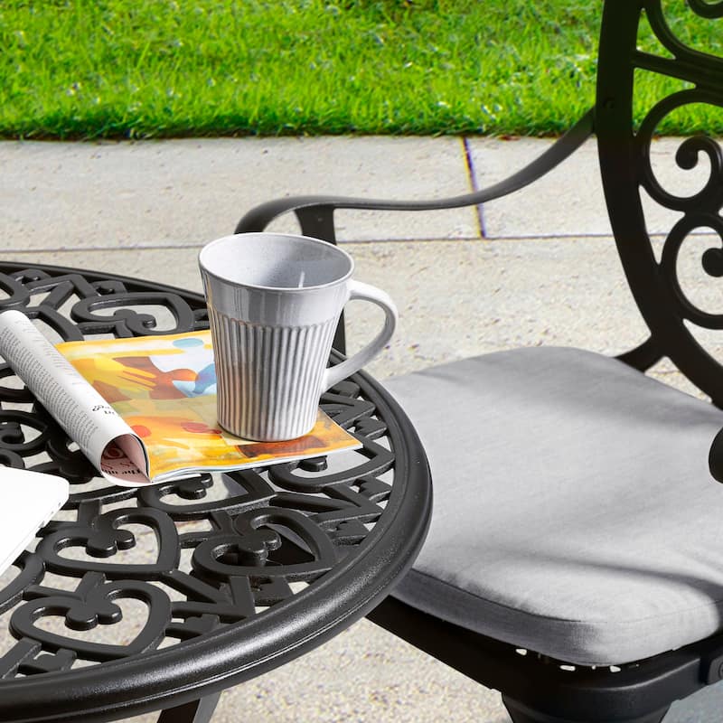 Outdoor 3-Piece Bistro Set with 2.17" Umbrella Hole and Cushions