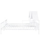 preview thumbnail 10 of 10, Space-Saving Metal Double Twin Platform Bed Frame w/House-Shaped Headboard & a Built-in Nightstand, No Box Spring Needed, White