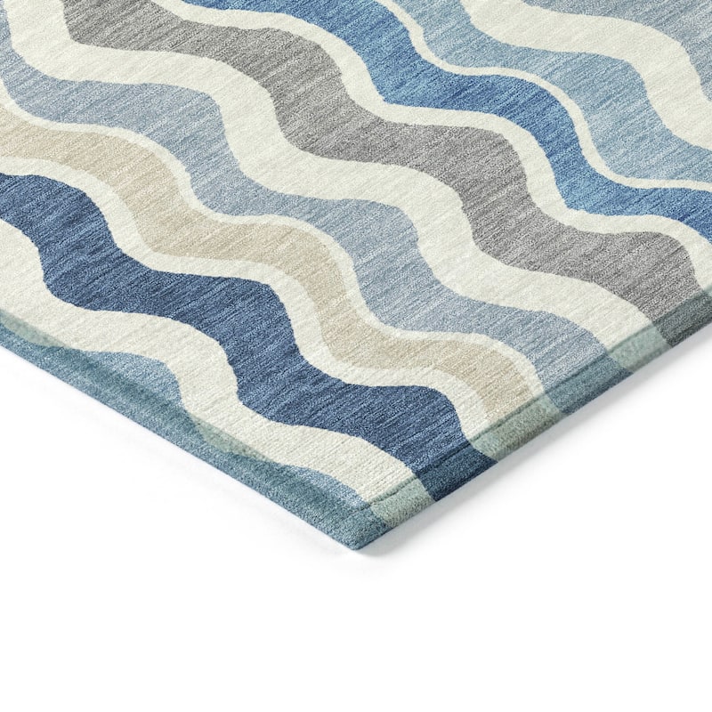 Machine Washable Indoor/ Outdoor Funky Stripe Chantille Rug