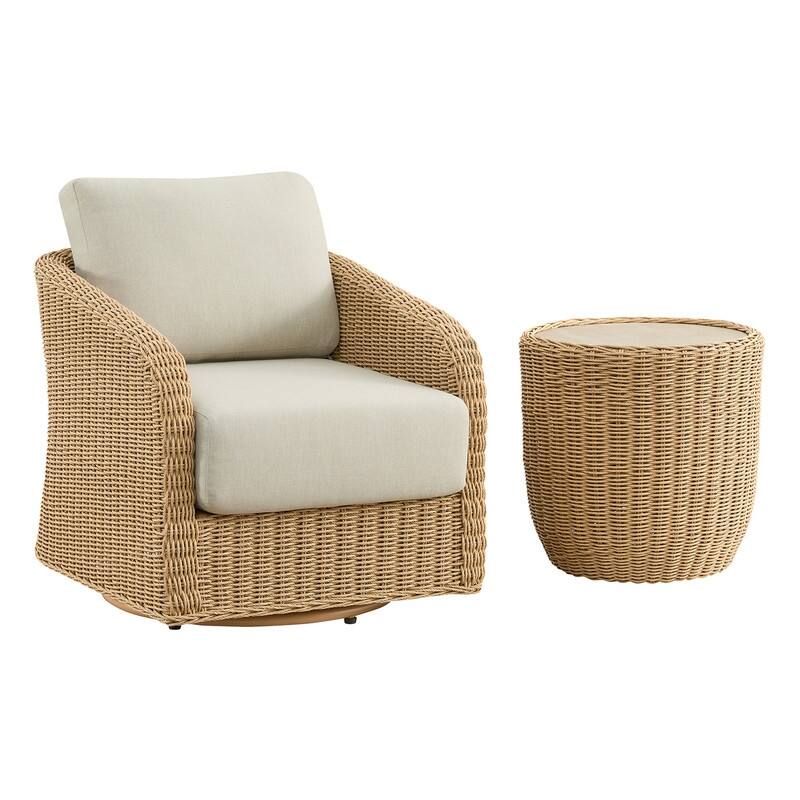 Spruce & Spring Patio Fruniture Outdoor Swivel Chair and Side Table
