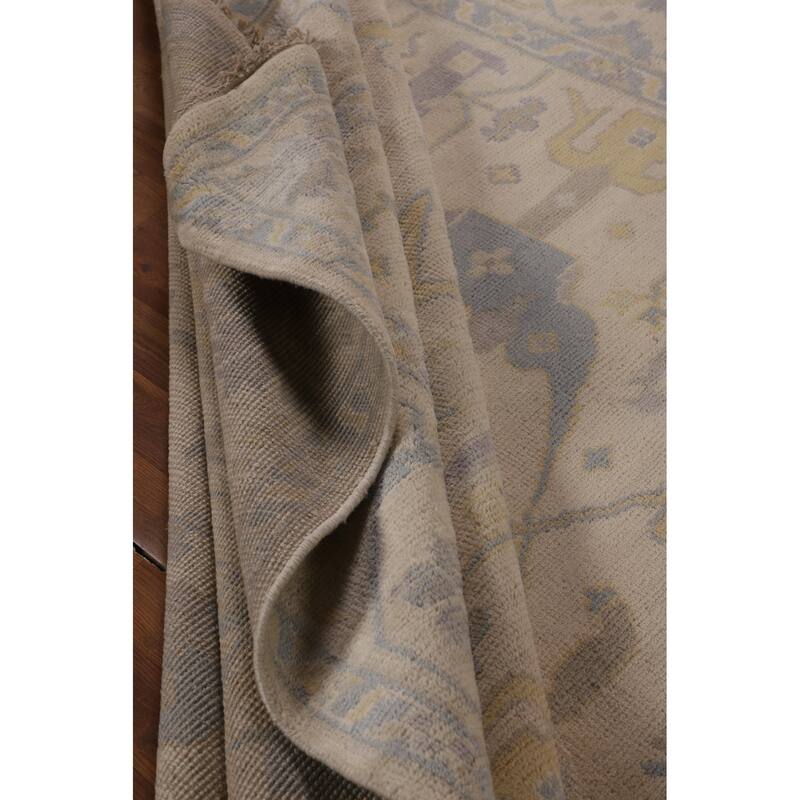 Earth Tone Oushak Area Rug Hand-Knotted Wool Carpet - 8'0" x 9'10"