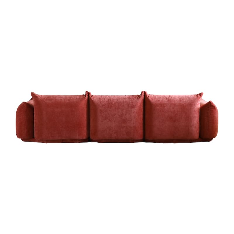 104" L-shape Chenille Modular Sofa Modern Sectional Semi-firm Sofa Couch with Ottoman