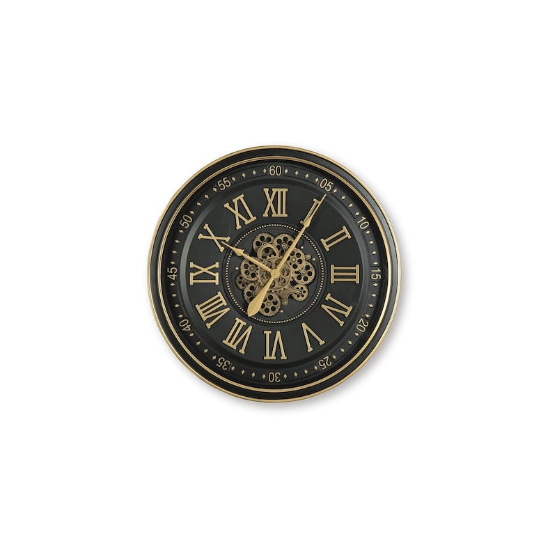 Signature Design by Ashley Dairton Black/Gold Finish Wall Clock - 32" W x 4" D x 32" H