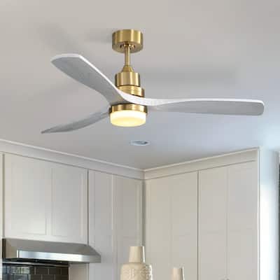 Sofucor 52" Modern Farmhouse Ceiling Fan With Light and Remote Solid Wood & 3 Blades - 52 Inches