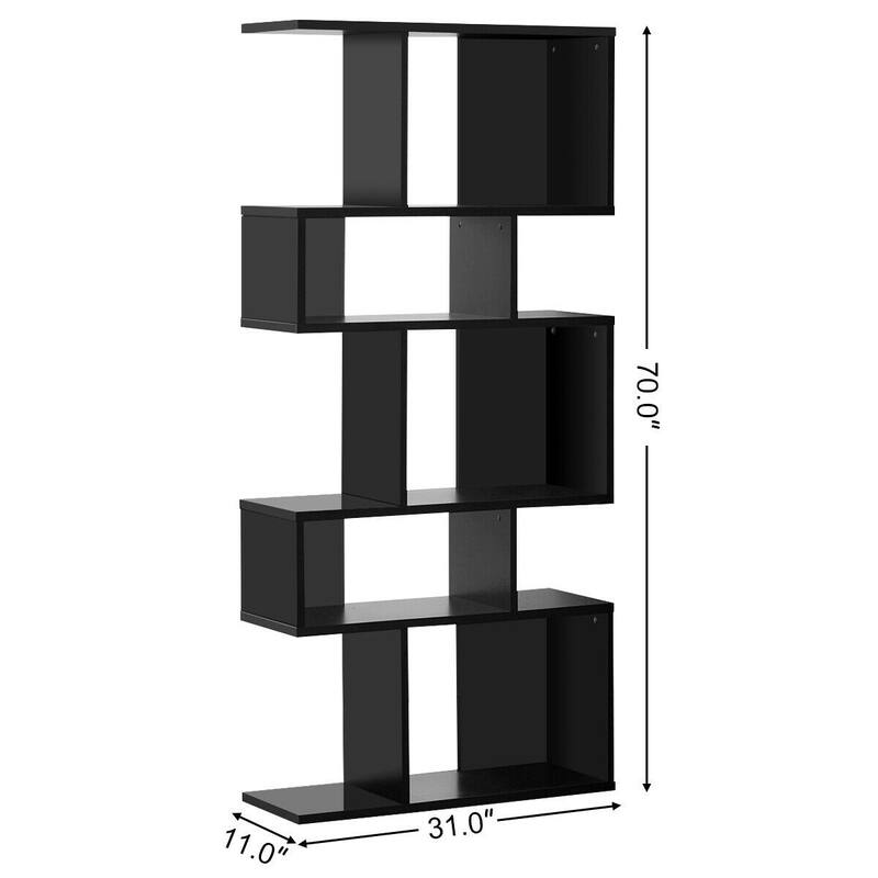 Stylish 5-Tier Geometric Wood Bookshelf - 31" x 11" x 70" (L x W x H)
