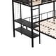 preview thumbnail 7 of 15, Black Twin over Full Metal Bunk Bed with Shelves and Noise-Free Slats