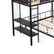 preview thumbnail 7 of 15, Black Twin over Full Size Metal Steel Bunk Bed with Shelves, Grid Panel, Sturdy Metal Bed Frame and Noise-free Wood Slats