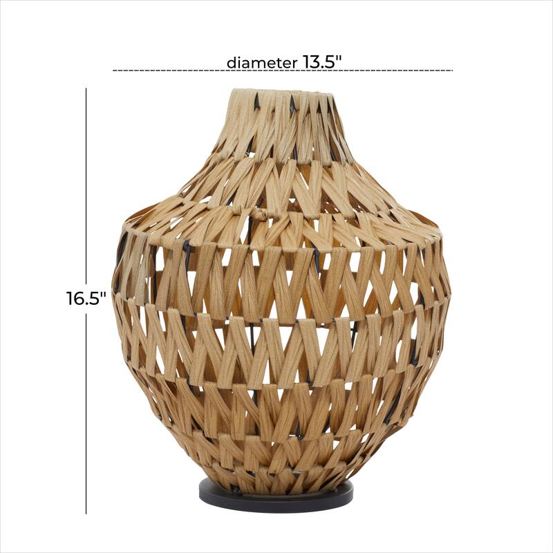 Natural Brown Open Weave Seagrass Bohemian Vase Collection