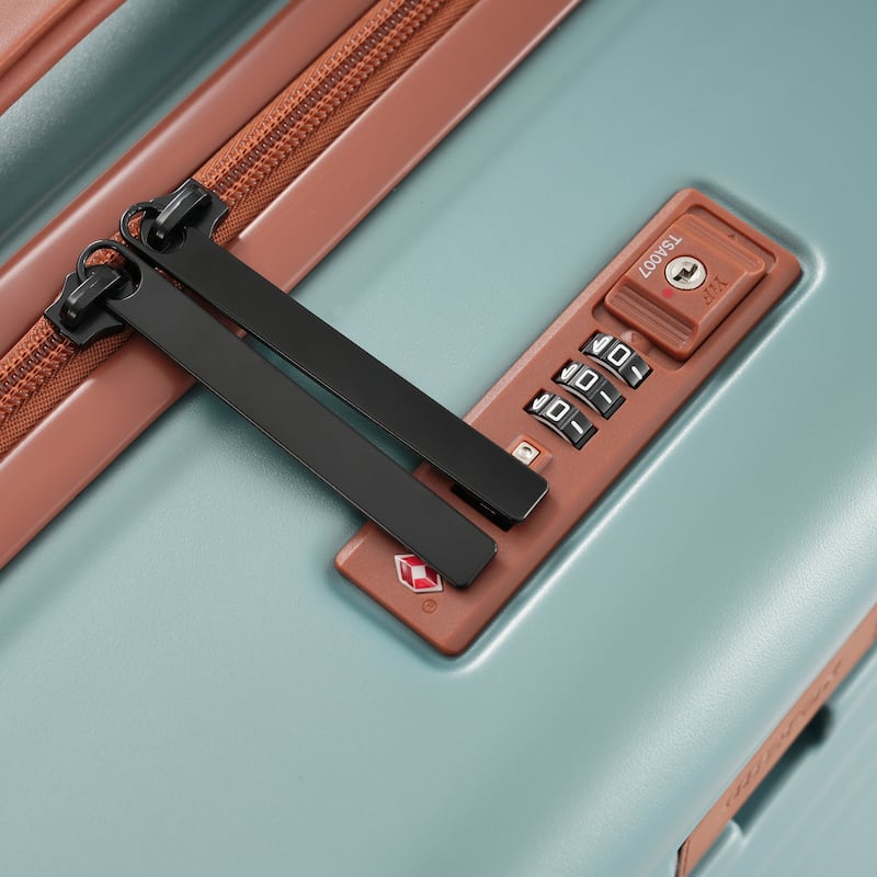 5 Piece ABS Hardside Lightweight Expandable Carry on Suitcase with Spinner Wheels TSA Lock USB Port Cup Holder and Toiletry Bag