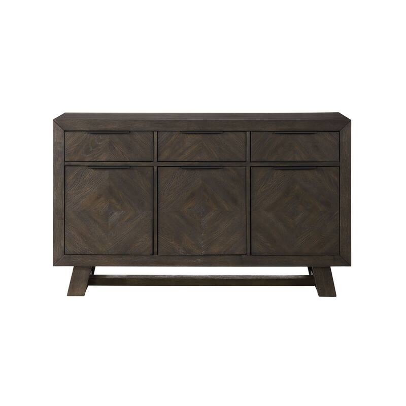Hearst 56" Wide Server with 3 Storage Drawers and 3 Doors, Reclaimed Chevron
