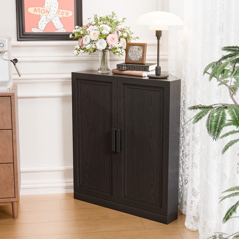 36"H Corner Sideboard Cabinet Free-Standing Corner Storage Organizer