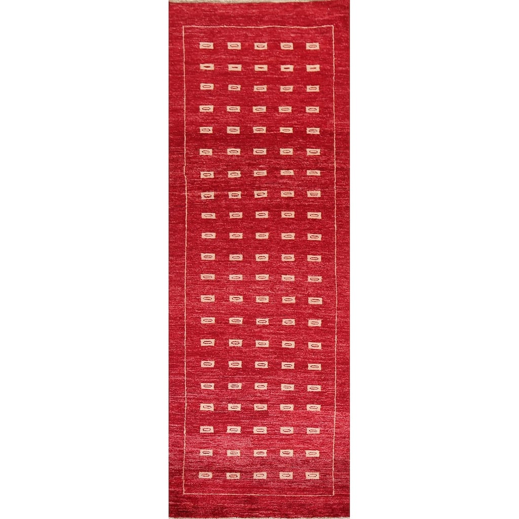 Gabbeh Kashkoli Oriental Wool Runner Rug Hand-knotted Hallway Carpet - 2'7" x 8'4"