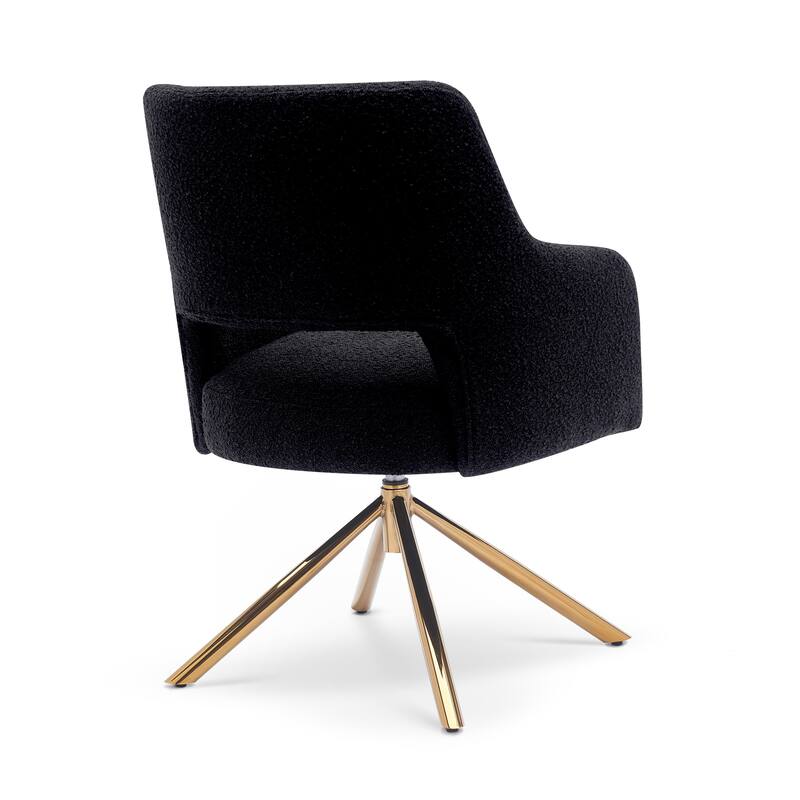 Boucle Polyester Upholstered Swivel Accent Chair - Stain Resistant