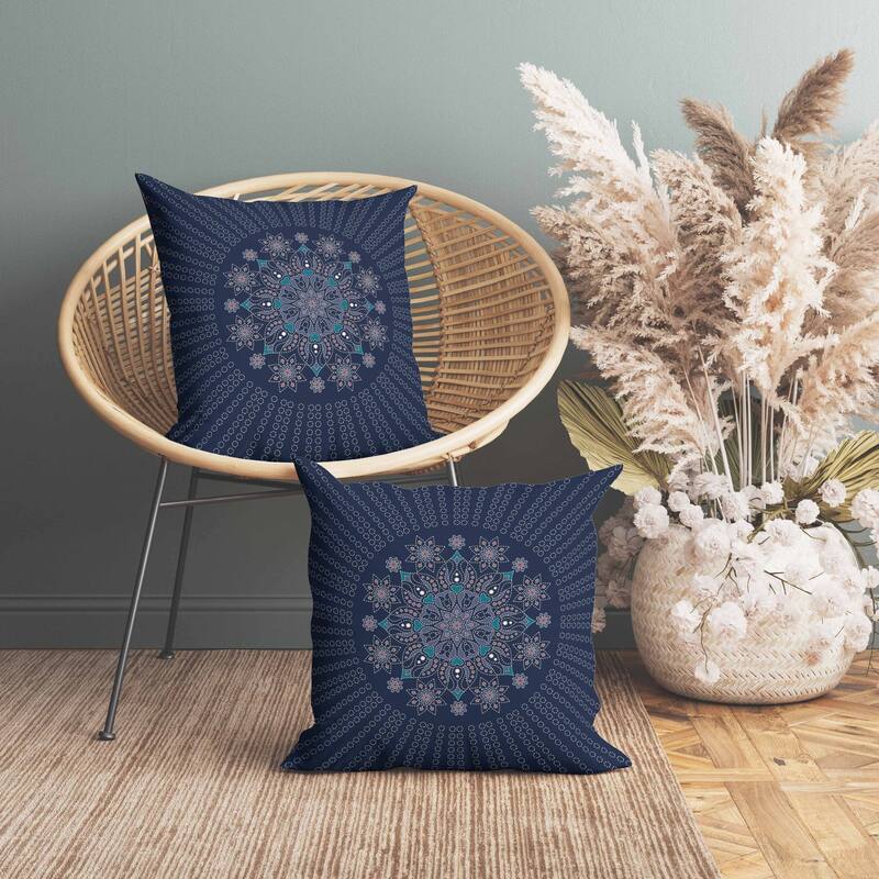 Wisteria Whirl Faux Suede Reversible Throw Pillow Blue and Lavender