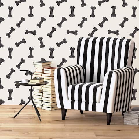 Black and White bone Peel and Stick Removable Wallpaper 4362