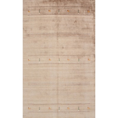 Hand Knotted Oriental 100% Wool Carpet Tribal Animal Pictorial Brown Gabbeh Area Rug - 8' 10'' X 5' 11''