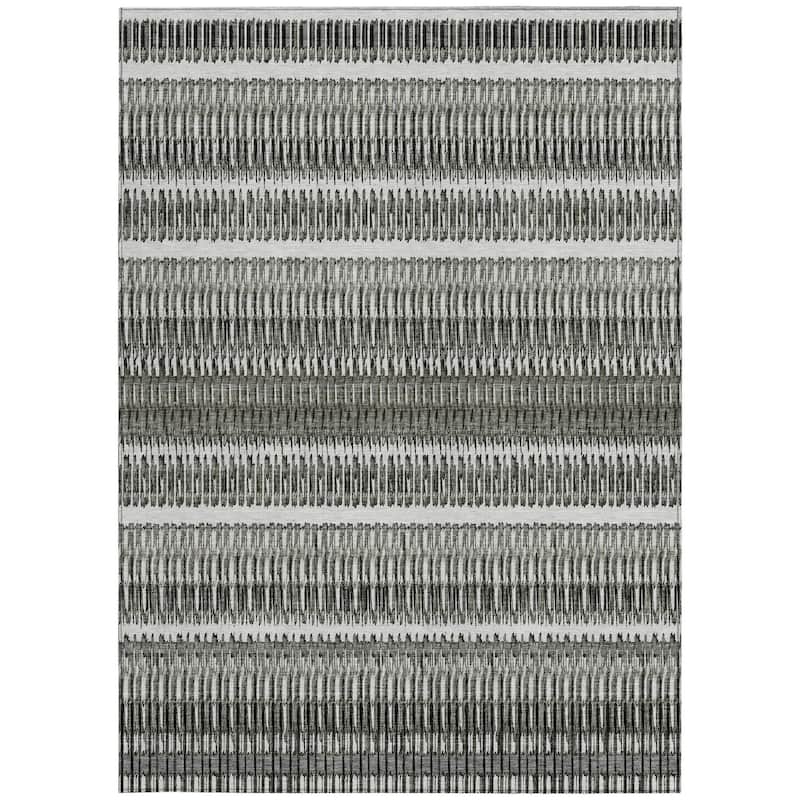 HomeRoots Striped Transitional Rectangle Outdoor Rug